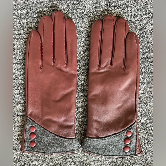 QOF Winter Genuine Leather Gloves for Women, Cashmere Lined, Medium - Picture 2 of 6